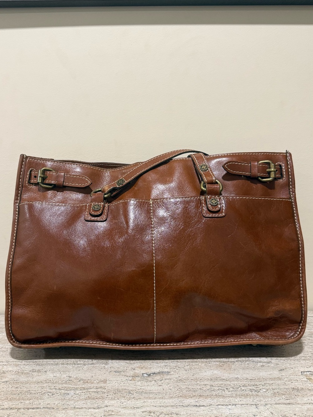Patricia Nash Olivenza Rich Chestnut Leather Tote Shoulder Bag